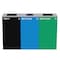 Alpine Industries 87 Gal. 3-Stream Steel Blue Recycling, Green Recycling, and Black Commercial Trash Can Station ALP4450-BLK-KIT35 - alternate 1